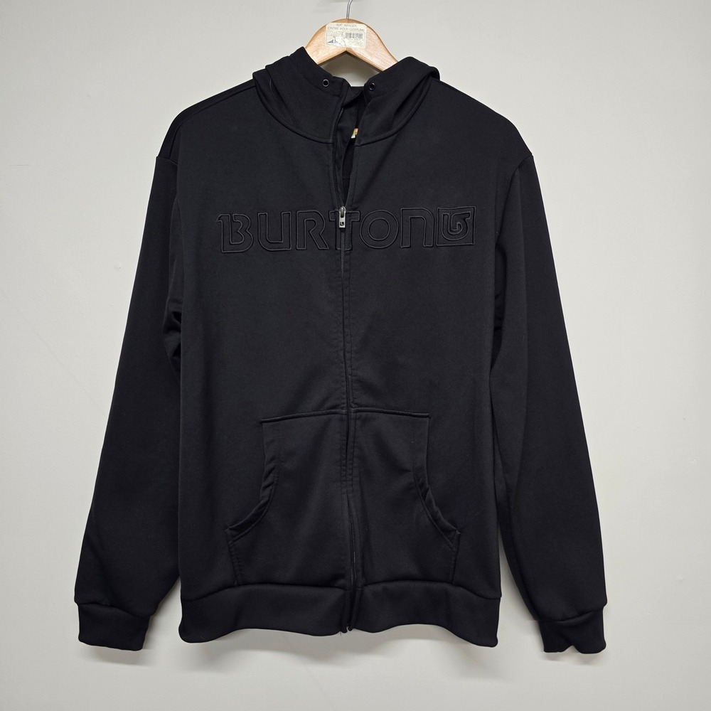 Burton DryRide Full Zip Hoodie Mens Large Black Colombo Polyester Embroidered
